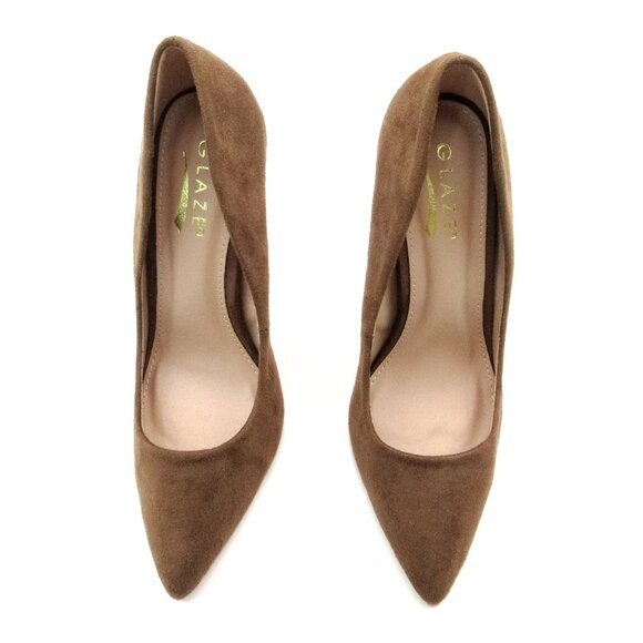 LURNYET TAUPE SUEDE Women Pointed-Toe Pumps with Stiletto 4 inch Heels - Picture 4 of 4